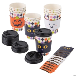 Halloween 12oz Coffee Cups with Lids & Sleeves-12Pk